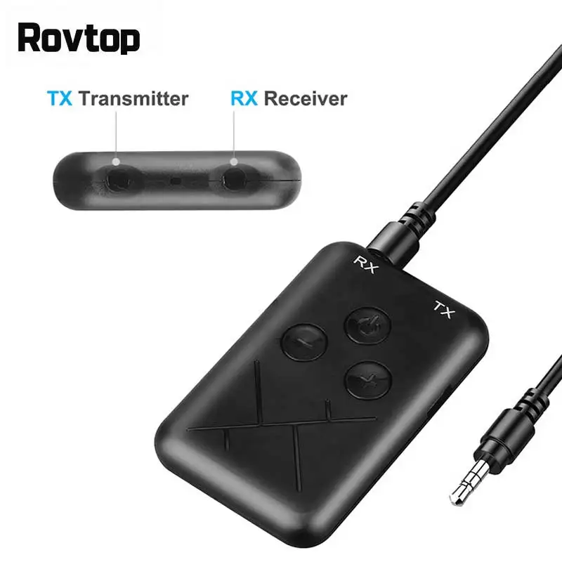 Rovtop 2 в 1 беспроводной стерео Bluetooth передатчик приемник 4 аудио 3 5 мм адаптер для