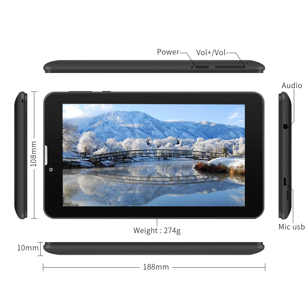 Yuntab черный 7 дюймов E706 планшетный ПК сенсорный экран 1024*600 Android 5 1 планшеты с