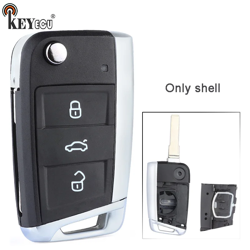 KEYECU для VW Volkswagen Golf 7 GTI MK7 Skoda Octavia A7 модифицированный складной 3-кнопочный пульт