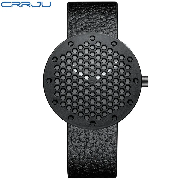 Leather Black Crrju новые мужские спортивные кварцевые часы для мужчин лучший бренд класса люкс дизайнерские часы мужские Кварцевые Золотые часы Мужская мода Relogio Masculino - Цвет: Leather Black