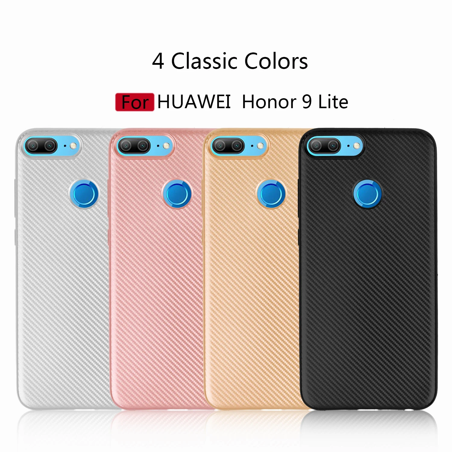 Классический чехол для Huawei Honor 9 Lite из углеродного волокна с текстурой ТПУ