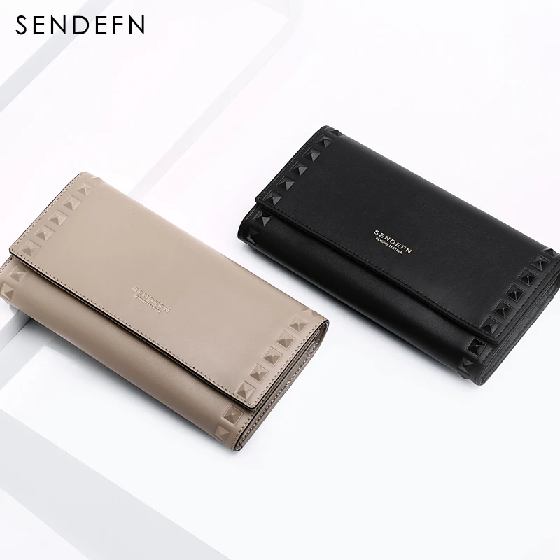 Sendefn сплит кожаный бумажник женщины кошелек бренд Портмоне новый женский длинный