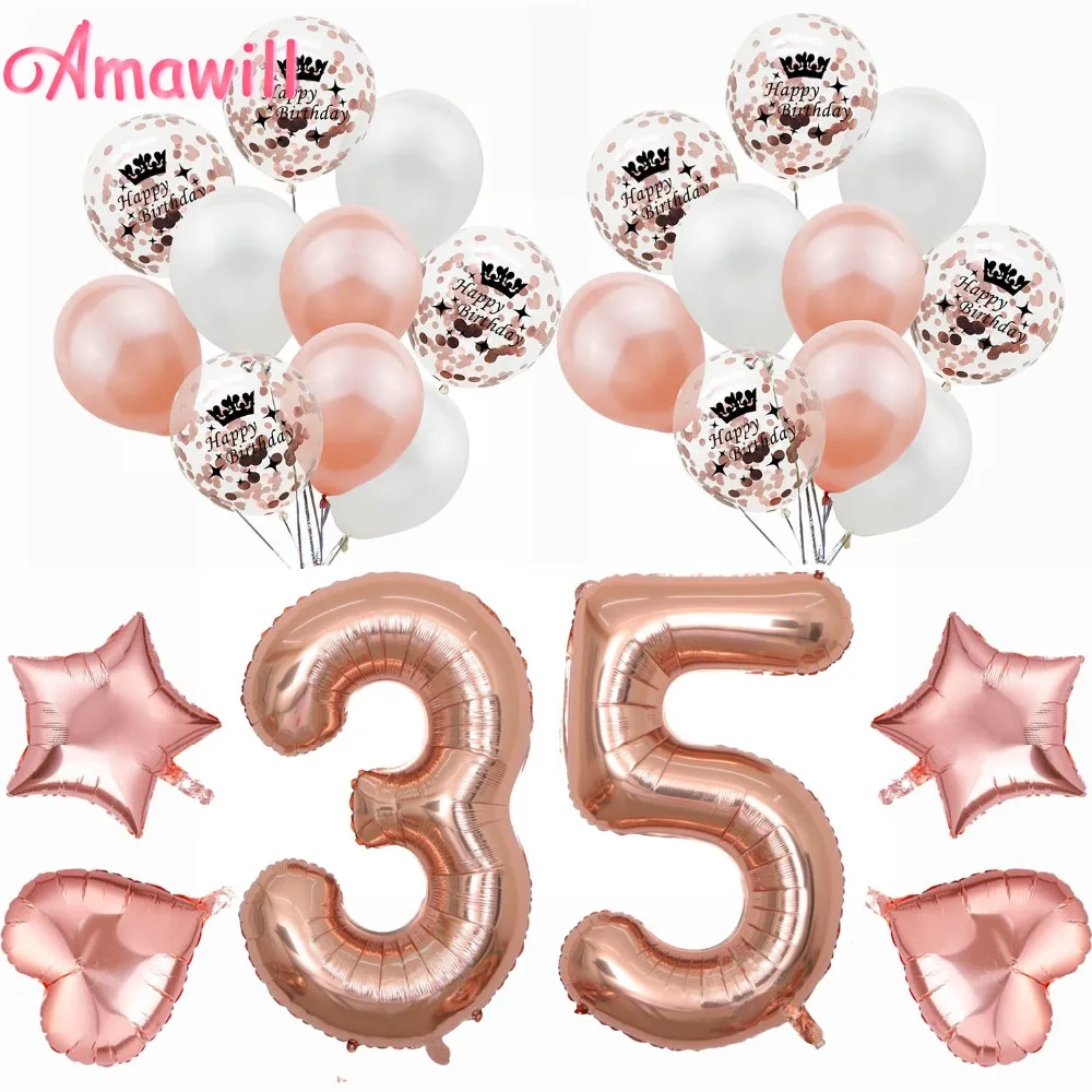 Комплект украшений amawl из розового золота 35 предметов конфетти воздушные шары