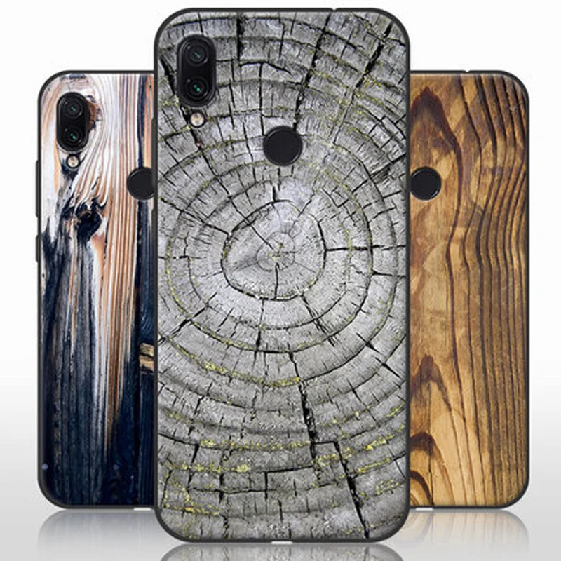 Чехол для xiaomi redmi Note 7 с текстурой древесины и камня Мягкая силиконовая задняя