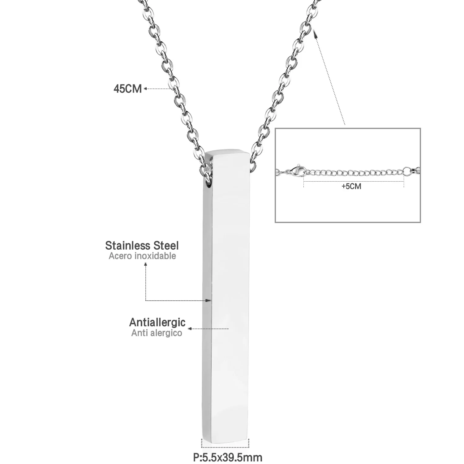Роскошное стальное вертикальное ожерелье из нержавеющей стали, золотое/серебряное ожерелье с подвеской для женщин/мужчин, Подарок на годовщину, колье, бижутерия