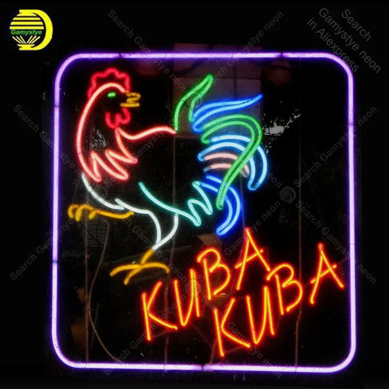 

Neon sign For Kuba Cock Neon Bulb sign rooster display Iconic Beer bar Pub Deco Handcraft Lamp advertise Letrero enseigne lumine