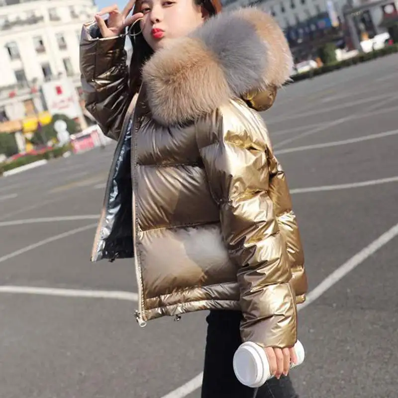 Women Real Fur Coats Down Jackets with Fox Trim Lady's Fashion Long Sleeve Zipped Outerwear Fall Winter Warm Overcoat UX68 | Женская
