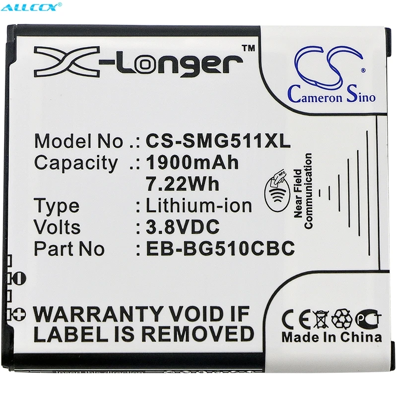 

Аккумулятор Cameron Sino 1900 мАч EB-BG510CBC для Samsung Galaxy Core Max, Core Max Duos, SM-G5108, SM-G5108Q, SM-G5109, SM-G510F