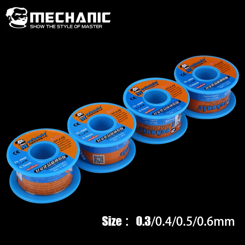 Оловянная паяльная проволока MECHANIC с канифольным ядром 40 г 0 3/0 4/0 5/0 6 мм низкой