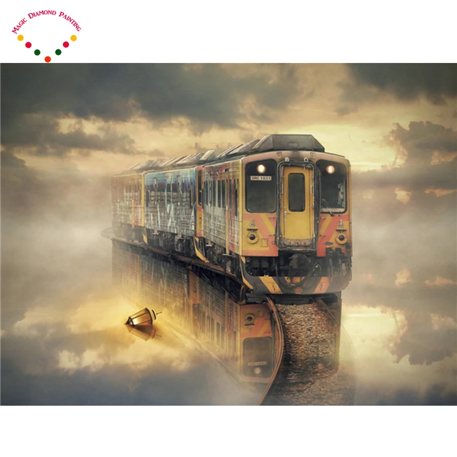 diy Square/round diamond painting Old train cross stitch 3d embroidery kits picture of stones rain color umbrellas | Дом и сад