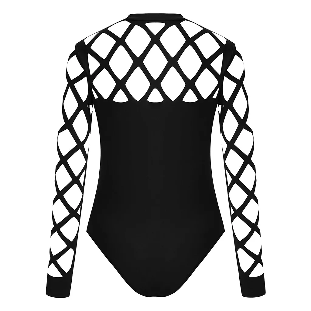 2019 женский купальник сдельный Монокини с вырезом длинный рукав боди черный