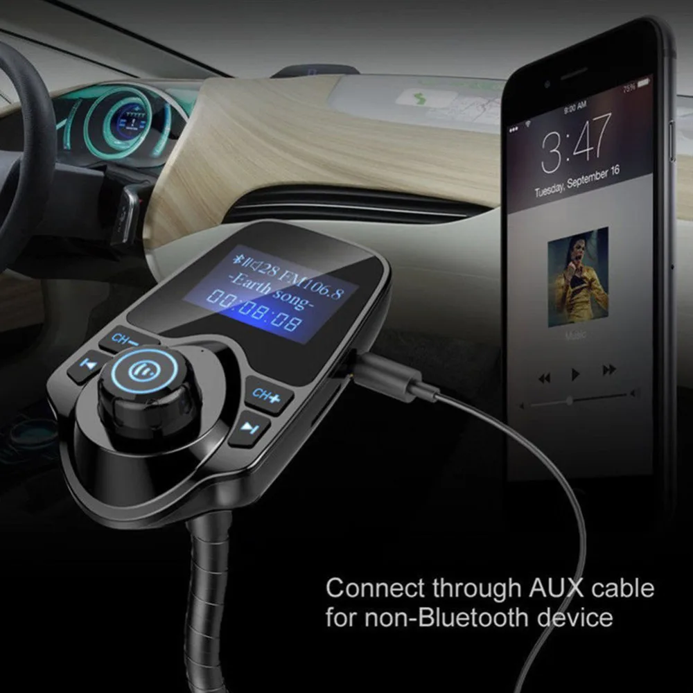 Беспроводной автомобильный MP3 плеер с функцией воспроизведения музыки Bluetooth FM