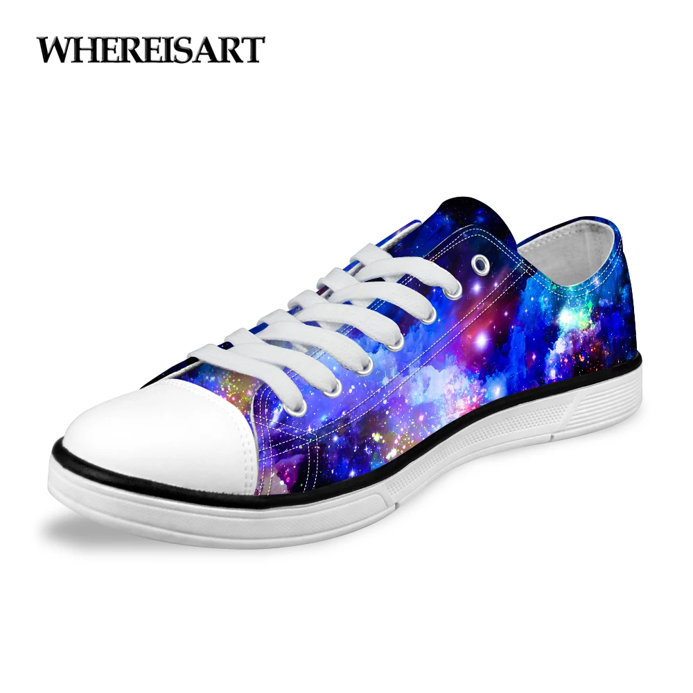 WHEREISART/Модная женская повседневная парусиновая обувь с принтом Галактики