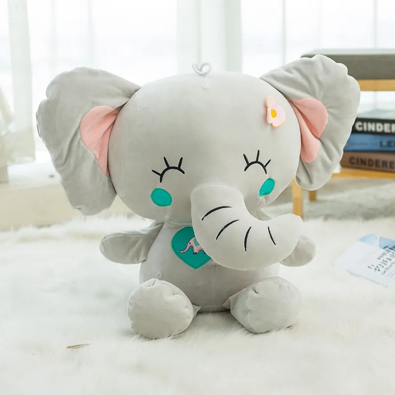 

BABIQU 1pc 40cm love Elephant Down Cotton With Flowers Plush Toy Cartoon Modelling Soft Stuffed Super Kawaii animal Child Gifts