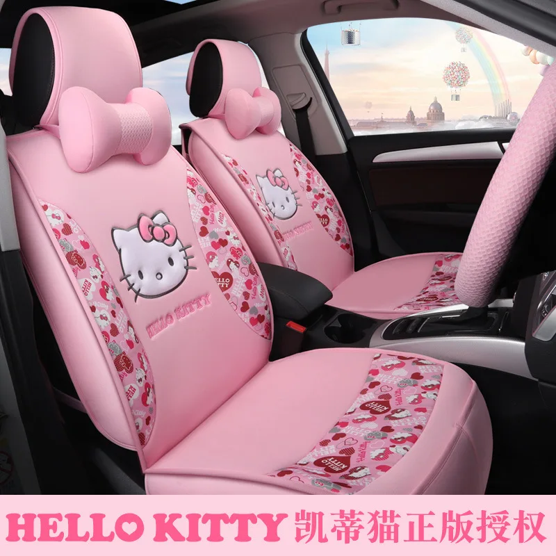 Мода hello kitty Fundas Coche Asiento универсальный чехол для автомобильных сидений Универсальный розовый чехол для автокресла hello kitty на 5 мест