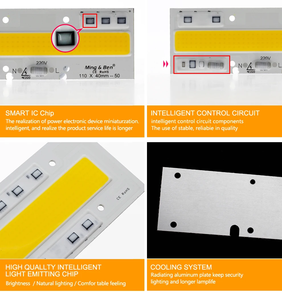 Светодиодный COB чип лампа 30 Вт 50 Вт 100 Вт 150 Вт AC220V IP65 Smart IC подходит для DIY светодиодный прожектор белый теплый белый светодиодный объектив для светодиодный COB ламп