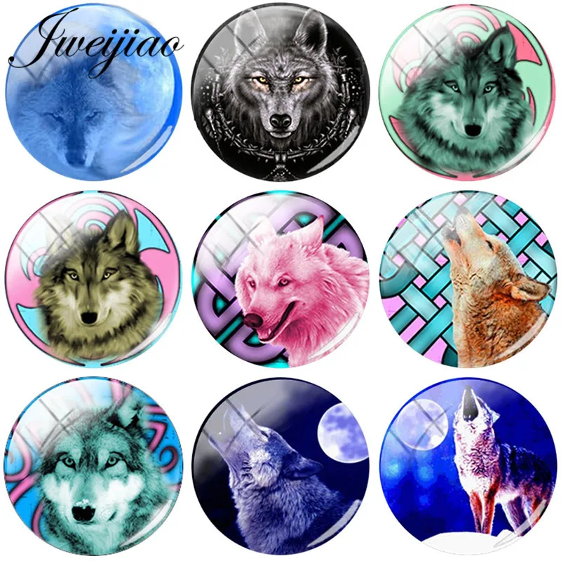 

JWEIJIAO Wolf Art Picture DIY Glass Cabochon Photo Round Dome Jewelry Findings For Earrings Bracelet Necklace Charms Accessories