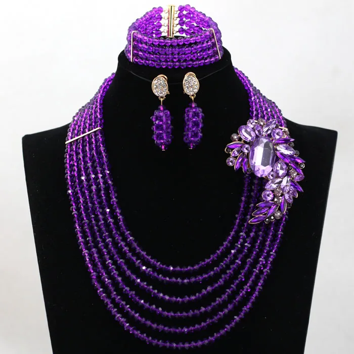 Подвески 6 слоев фиолетовые африканские Ювелирные наборы хрустальные бусины для