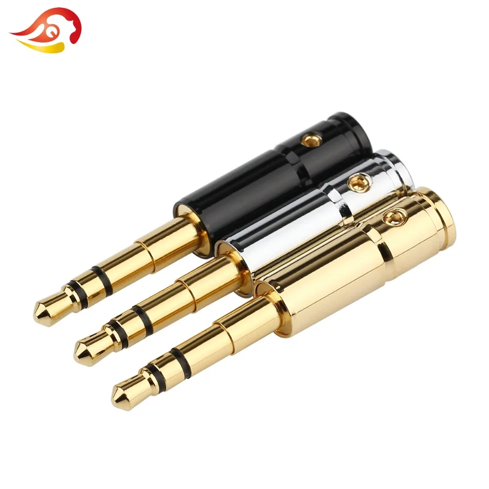 QYFANG 3.5mm 3 Pole Earphone Audio Jack DIY HiFi Headphone Plug Metal Alloy Splice Adapter Gold Plated Solder Wire Connector |