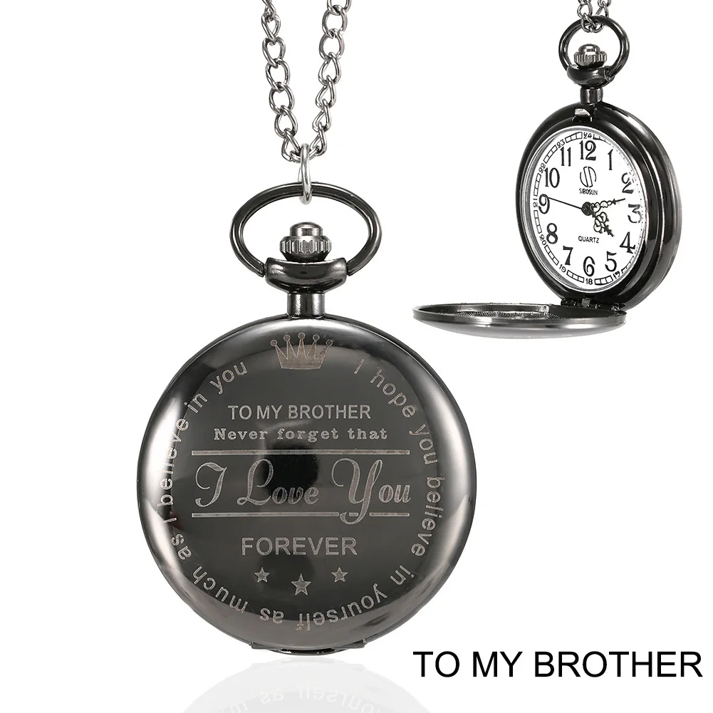 TO MY BROTHER 1 шт. для мужчин женщин кварцевые карманные часы Значимые Подарки для всех и моего брата с принтом букв чехол цепочкой LL@ 17 - Цвет: TO MY BROTHER