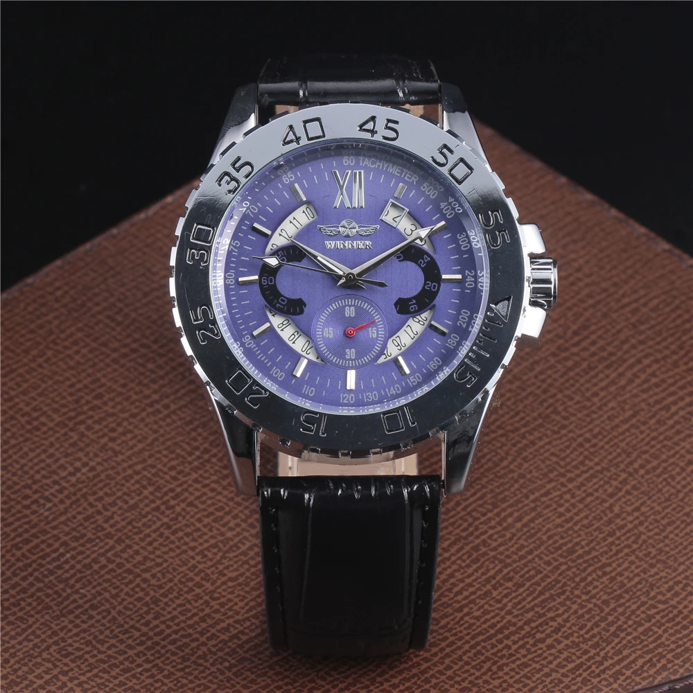 Роскошный бренд Winner Модный повседневный хронограф из нержавеющей стали