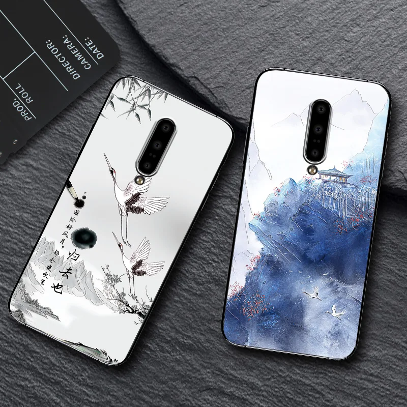 Тисненый винтажный Чехол для Oneplus 7 Pro чехол с китайскими чернилами из восточно