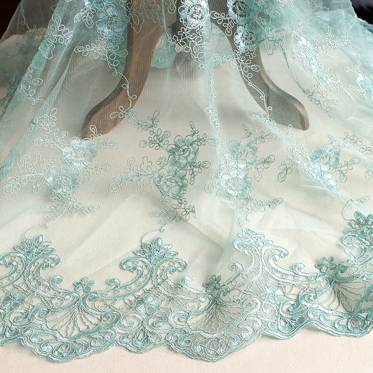 

1.3*1meter embroidery Lace Fabric for wedding dress Embroidered applique party dresses fabrics DIY curtain bridal tulle Lace