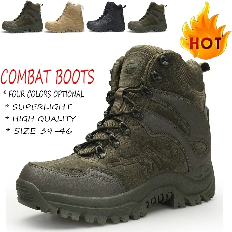 HAN WILD Mens Outdoor Hiking Shoes Military Tactical Combat Boots Side Ziper Trekking Hunting Size 39-46 Male | Спорт и развлечения
