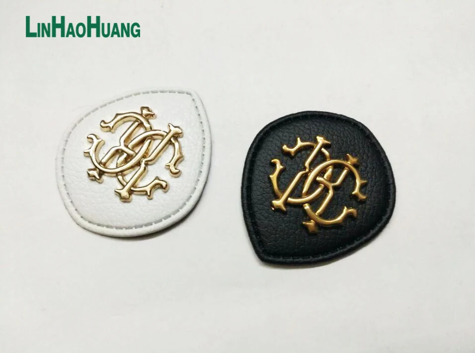 20 шт./лот черная/белая искусственная кожа Пришивные модные этикетки с