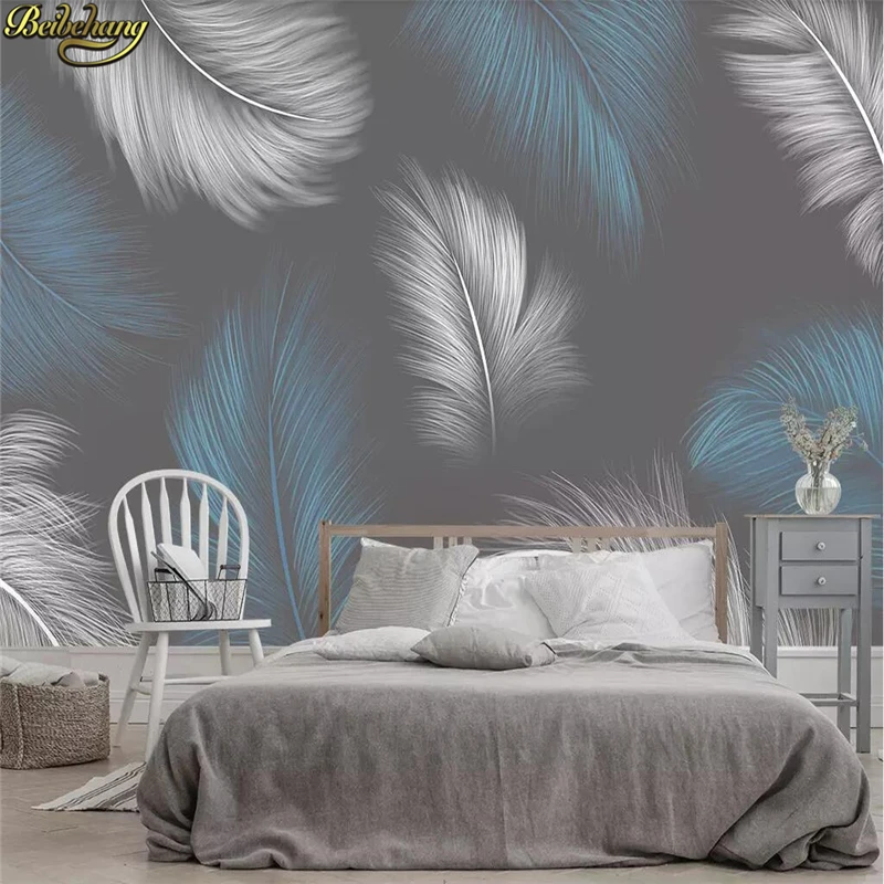 

beibehang Custom Nordic feather Wall Murals Wallpaper 3D Art Mural wallpapers for Living Room Bedroom Background Papel De Parede