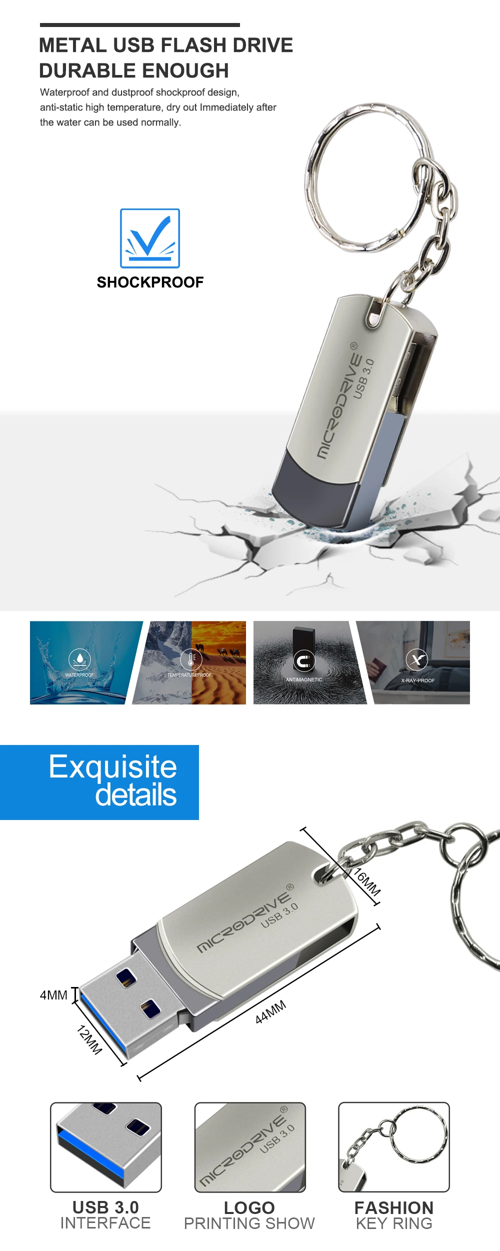 Оригинальная емкость флеш-накопитель USB 3,0 флеш-накопитель 16 ГБ 32 ГБ 64 ГБ высокоскоростной металлический Удобный внешний накопитель