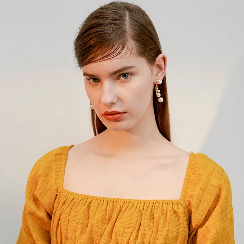 Faux pearl earrings female temperament simple wild fresh | Украшения и аксессуары