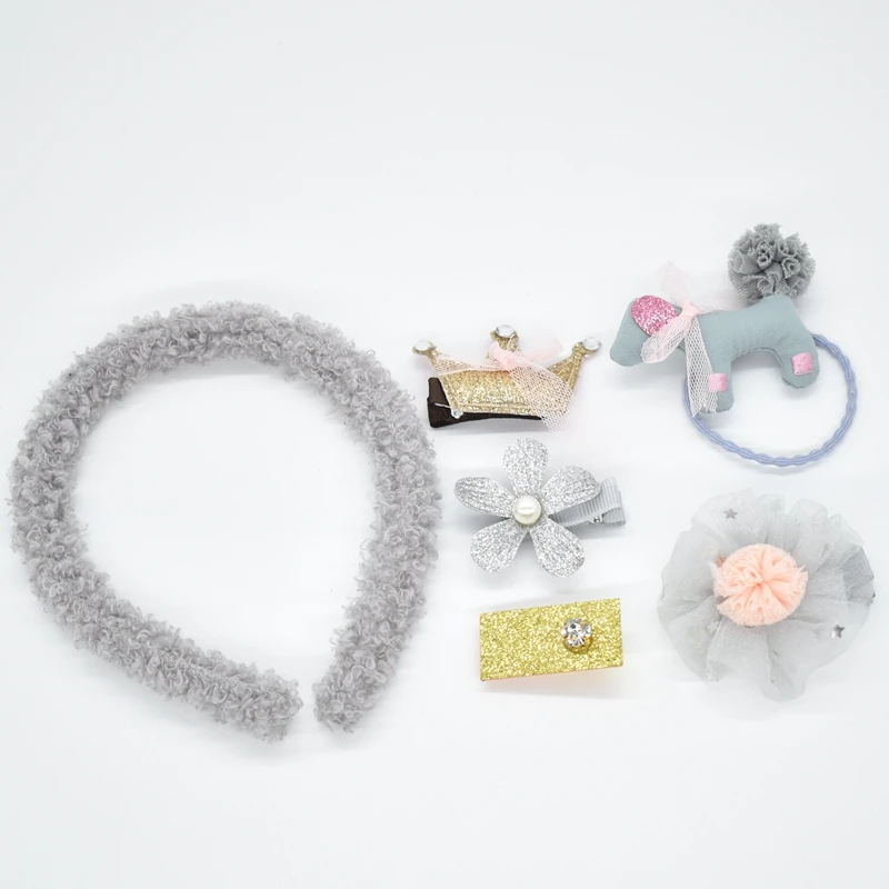 Детские заколки для волос в комплекте милые аксессуары виде цветов и бантов