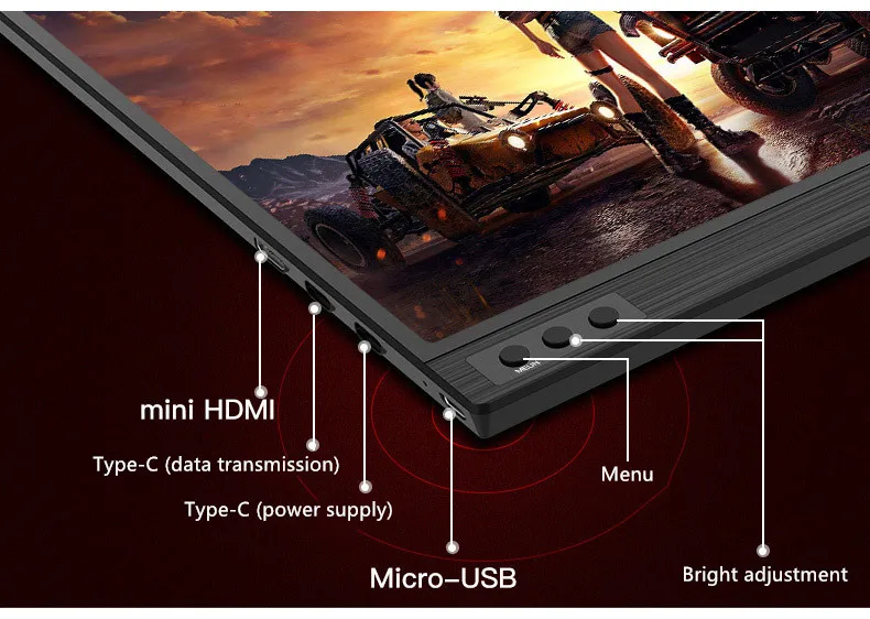 Сенсорный экран Портативный монитор 1920x1080 HD ips 15,6-дюймовый монитор игровой Дисплей для контроля уровня сахара в крови с кожаный чехол гнездо не требуется