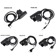 Tactical Headset PTT Plug for KENWOOD Walkie Talkie ICOM Midland Motorola Radio Phone Military Headset Adapter U94 PTT
