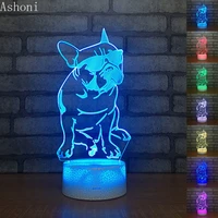 cute dog with glass shape 3d table lamp touch control 7 colors changing acrylic night light usb decorative kids gifts