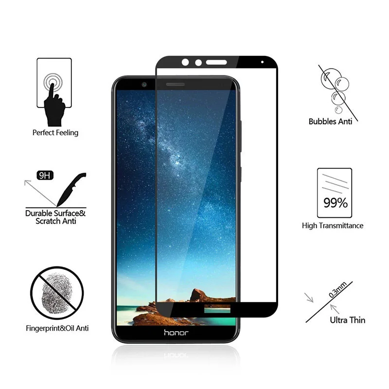 Full Cover Protective Glass On Honor 7X X7 For Huawei Huawey Onor Honer 7 X Tremp Temper Glas Screen Protector Film | Мобильные