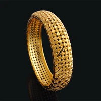 dubai bangles 15mm wide hollow jewelry yellow gold filled womens bracelet classic style gift