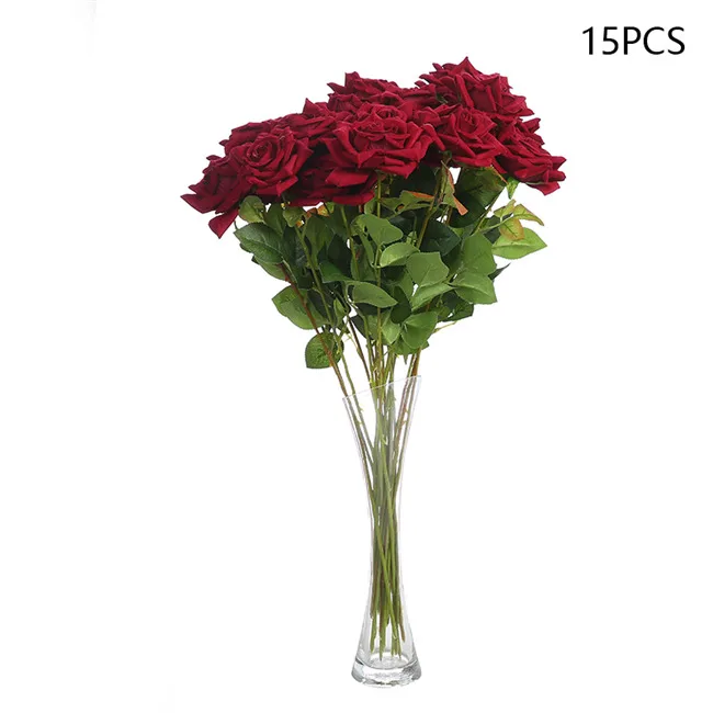 Luyue Искусственные цветы Lindas rosas Шелковая Роза свадебный букет цветы искусственный цветок венок Свадебный домашний декор Вечерние - Цвет: dark red