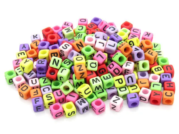 

500pcs Fashion Spacer Beads /Mixed Alphabet/ Letter 6x6mm Cubic Acrylic Beads For Necklace /Hand catenary Making