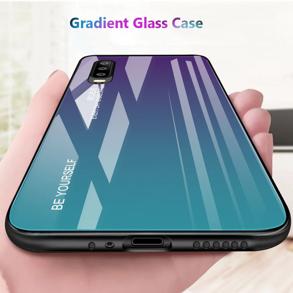 FLOVEME закаленное Стекло чехол для телефона huawei P20 Lite P30 Коврики 20 10 Pro градиент Цвет