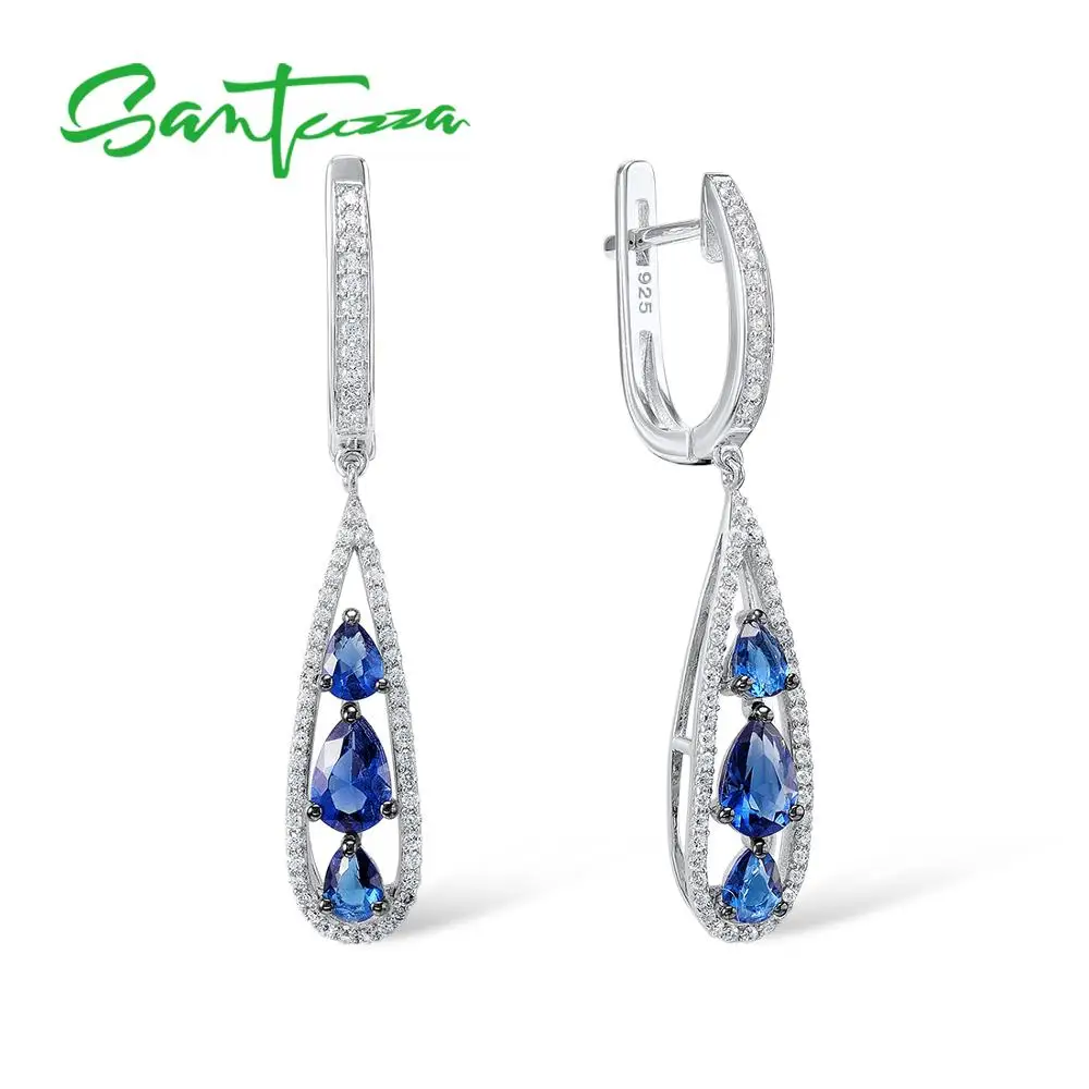 SANTUZZA, серебряные серьги для женщин, 925 пробы, серебряные висячие серьги, длинные серебряные 925 с кубическим цирконием, ювелирные изделия