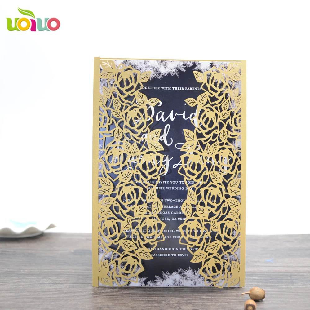 

laser cut fast shipment customizable folded wedding invitation cards