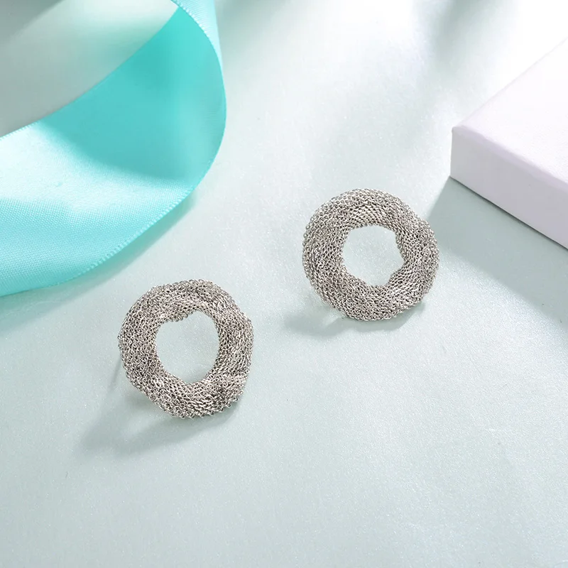 Большие полые круглые серьги гвоздики для женщин Ретро Новые звено цепи из