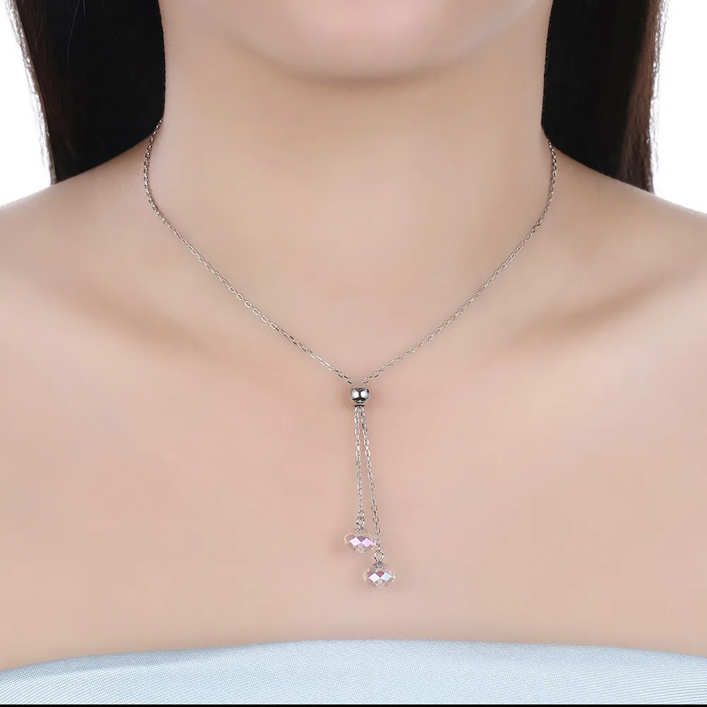 LEKANI кристаллами от Swarovski круглый кристалл кулон ожерелье стерлингового серебра