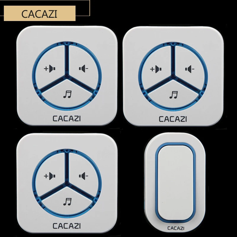 Cacazi 9909 Беспроводной Дверные звонки AC 110 220 В 1 передатчик 3 приемники 2 цвета 48