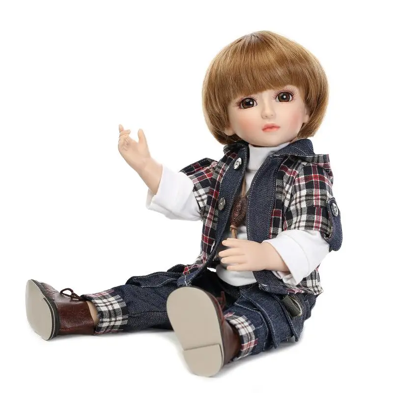 

45 см BJD куклы, полный силикон, милый американский мальчик с короткими волосами и милая детская одежда, силикон Reborn, детские куклы, подарки для...