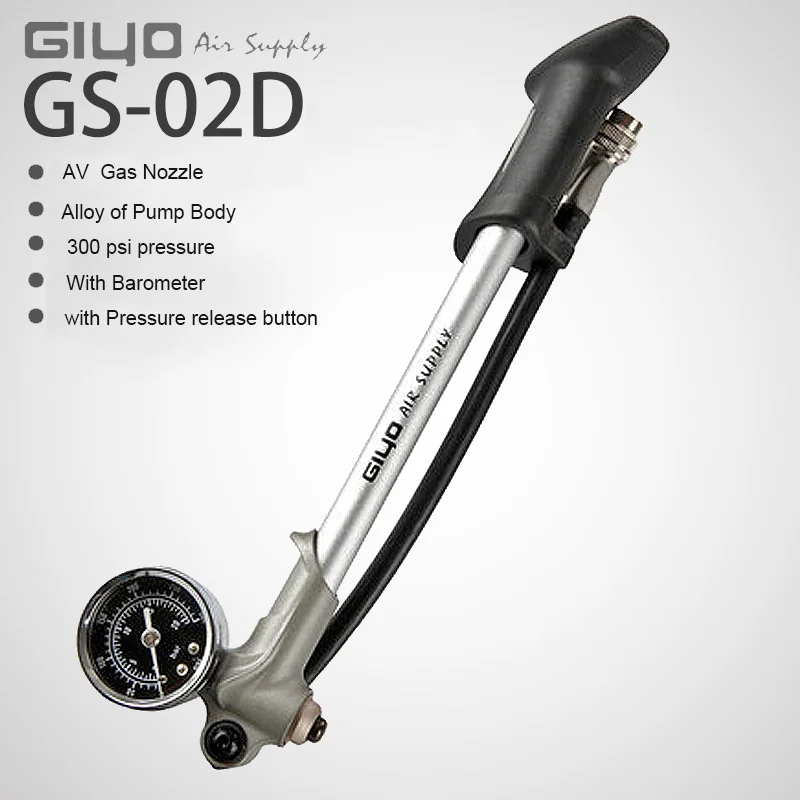 Портативный велосипедный насос высокого давления GIYO 300psi для амортизаторов/вилок