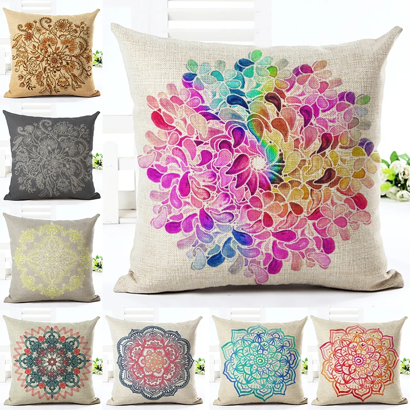 2016 цветные цветы в европейском стиле квадратный льняной с принтом декор для