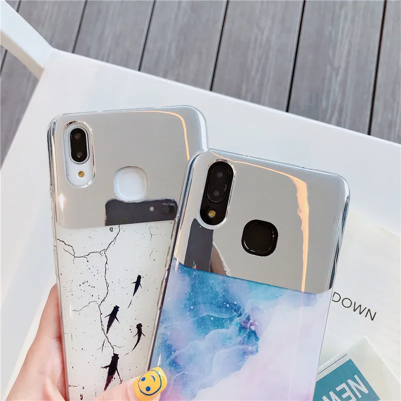 Мраморный зеркальный чехол для телефона Samsung Galaxy A6 A6S A7 A8 Plus A9 2018 A10 M10 A70 A2 Core 2019